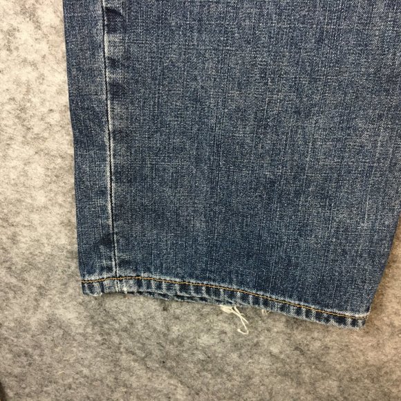 GAP Jeans 33x32 Mens Dark Wash Relaxed Straight 100 Cotton Solid Zip Fly Blue - Picture 2 of 15